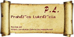 Prahács Lukrécia névjegykártya